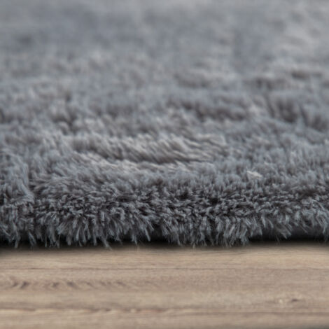 Paco Home Hochflor Teppich Wohnzimmer Fellteppich Kunstfell Flauschig Rutschfest Grau 140x200 cm