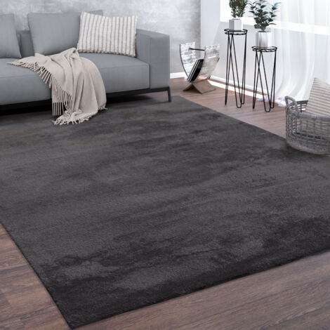 Paco Home Waschbarer Teppich Wohnzimmer Kurzflor Einfarbiger Moderner Stil Weich Anthrazit 200x280 cm