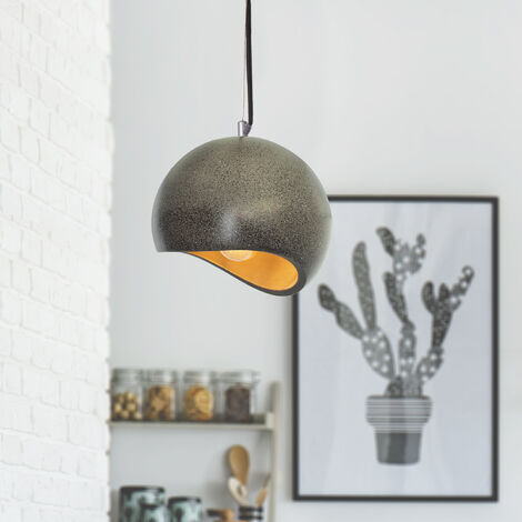 Paco Home Pendelleuchte, Beton-Sandstein-Schwarz, Höhenverstellbar Lampe Für Esszimmer E27, ohne Leuchtmittel Küche, Wohnzimmer