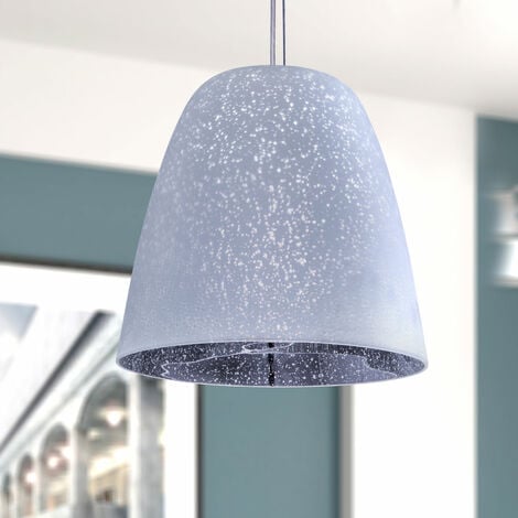 Paco Home Deckenlampe Pendelleuchte Glas Wohnzimmer Schlafzimmer  Höhenverstellbar E27 ohne Leuchtmittel, Silber-Chrom