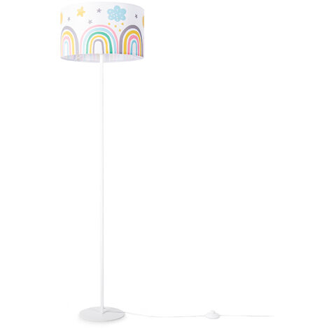 Paco Home Lampe Kinderlampe - Stehlampe Mehrfarbig Wolken E27 Stehleuchte Weiß Kinderzimmer Regenbogen Babyzimmer Sonne (Ø38cm)