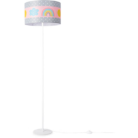 Paco Home Lampe Kinderzimmer Kinderlampe Babyzimmer Stehlampe E27 Regenbogen  Sonne Wolken Mehrfarbig (Ø38cm), Stehleuchte - Weiß
