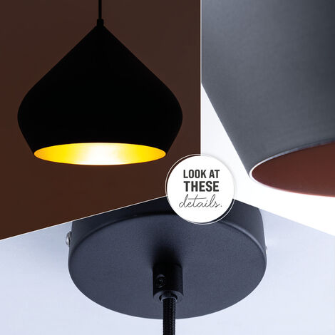 Paco Home Pendelleuchte Küchenlampe Hängelampe Esszimmer Esstischlampe  Industrial Ã˜38cm ohne Leuchtmittel, Schwarz Kupfer