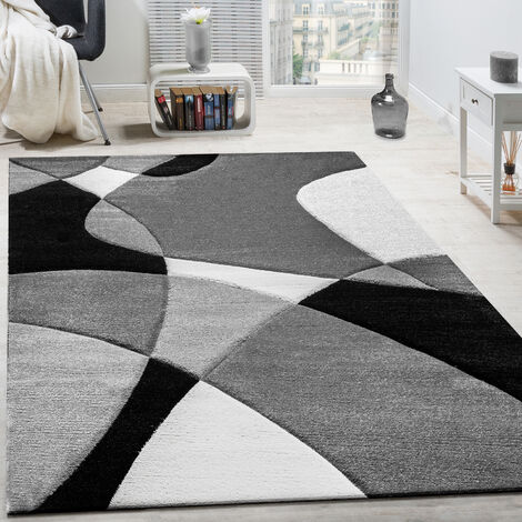 Paco Home Designer Teppich Modern Geometrische Muster Konturenschnitt In Schwarz Weiß 160x230 cm