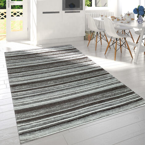 Paco Home Moderner Kurzflor Wohnzimmer Teppich Streifen Design Meliert In  Grau Weiß Anthrazit 60x110 cm