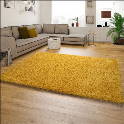Paco Home Shaggy Hochflor Teppich Kuschelig cm Langflor 40x60 Gelb Wohnzimmer In Einfarbig
