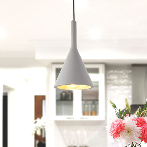 Home Paco Leuchtmittel ohne Küche, Höhenverstellbar Wohnzimmer Beton-Grau, Lampe E27, Esszimmer Für Pendelleuchte,