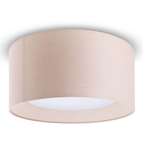 Paco Home Deckenlampe Esstisch Deko Wohnzimmer Modern Büro Rund Lampenschirm Stoff E27 Beige, Ø45cm