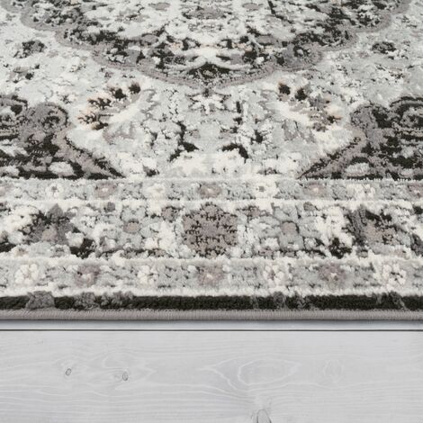 Paco Home cm Schwarz Orient Vintage Teppich Muster Ornamente Wohnzimmer Kurzflor 60x100 Grau Bordüre