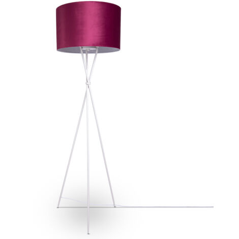 Paco Home Pendelleuchte Stehleuchte Dreibein Wohnzimmer Lampenschirm Velours Unifarben E27 Stehleuchte - Weiß, Beere Weiß (Ø45.5 cm) (1/4)