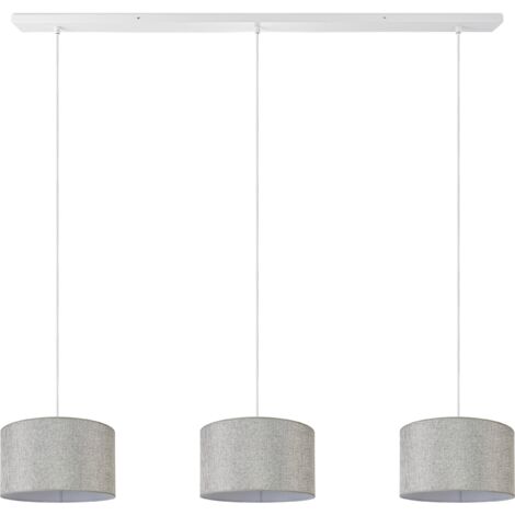 Paco Home Pendellampe Wohnzimmer Deckenleuchte Stoff Lampenschirm Modern Einfarbig Rund Grau (Ø28cm), Pendelleuchte-Weiß - Typ 2