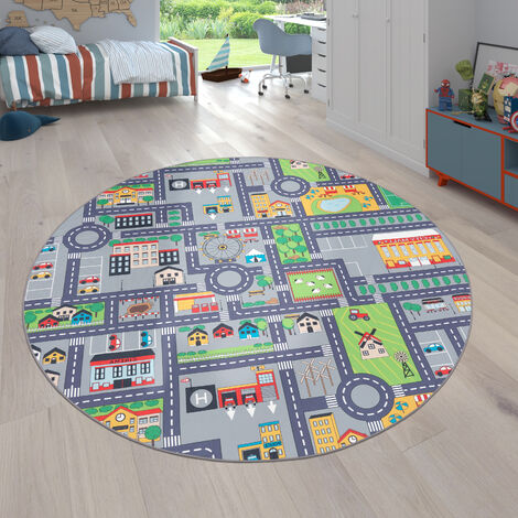 Home Ø 160 Bär 3-D Kinder cm Design Teppich Kinderzimmer Weich Rund Paco Motiv Kurzflor Spiel Grau Weiß