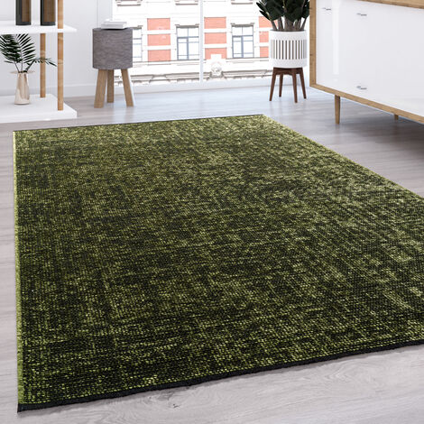 Paco Home Teppich Wohnzimmer Flachgewebe Modern Sisal Muster Einfarbig Pastell Fransen 60x100 cm, Grün