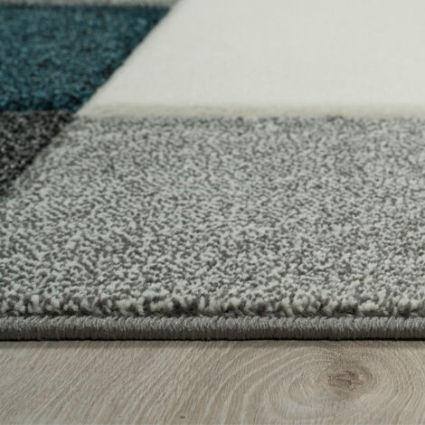 Teppich-Traum Designer Moderner Ornamente Kurzflor Grau Türkis Creme