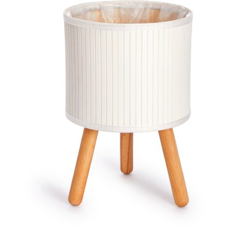 Paco Home Blumentopf Übertopf Groß Blumenkübel Innen Pflanzentopf Set Korb Geflochten Holz Weiß, 2pcs Set / Design 4
