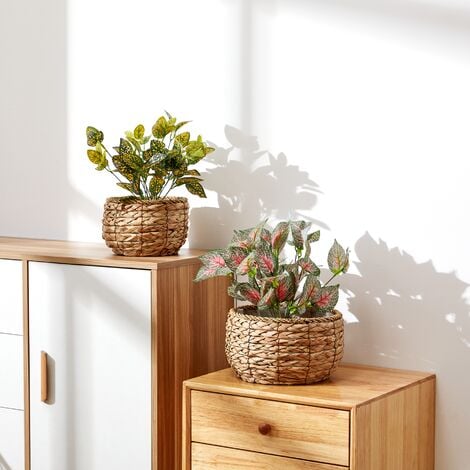 Groß Blumenkübel Paco Natur, Home Holz Set Korb Übertopf Innen Design Pflanzentopf / Set Geflochten 2pcs Blumentopf