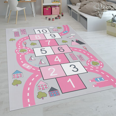 Paco Home Kinder-Teppiche, Kurzflor-Teppiche für Kinderzimmer mit vers. Designs Spielteppiche Bunt 240x340 cm, Pink 2 (1/5)