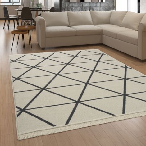Paco Home Teppich Wohnzimmer Boho Waschbar Bis 30 Grad Skandinavisch Mit Fransen Wendbar 200x280 cm, Grau 4