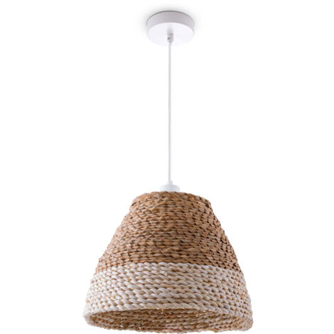 Paco Home Pendelleuchte Mit Korboptik, 36 Cm, Natur – Hängelampe Mit 1,5 M Textilkabel, E27, Boho-Stil