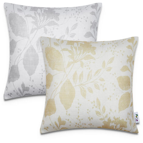 Paco Home 2er Set Kissenbezug 45x45 Dekokissen Kissenhülle Streifen Indoor Outdoor Deko 2pcs-Set, Grau - Gold
