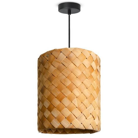 3flg Balken nachhaltiger Holz Lampe, A60, Pendelleuchte Waldwirtschaft E27, (FSC) BRILLIANT 40W, Pia aus schwarz/natur, 3x