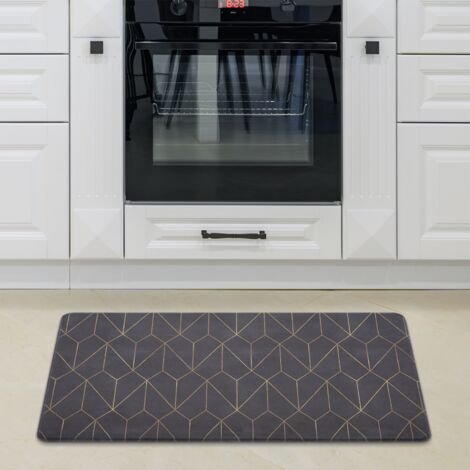 Paco Home Küchenteppich Küchenmatte Küchenläufer PVC Rutschfest Küche Verschiedene Muster Schwarz 2, 45x75 cm