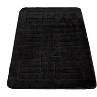 Moderner Badezimmer Teppich Badvorleger Kariertes Muster Einfarbig In Schwarz