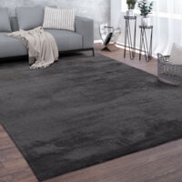 Paco Home Waschbarer Teppich Wohnzimmer Kurzflor Einfarbiger Moderner Stil Weich Anthrazit 160x220 cm
