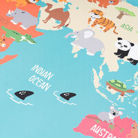 Grösse:80x150 cm Paco Home Kinder-Teppich Für Kinderzimmer Weltkarte Mit Tieren rutschfest In Türkis Spiel-Teppich 