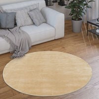 Paco Home Teppich, Kurzflor-Teppich Für Wohnzimmer, Weich, Super Soft,  Waschbar, In Beige 80 cm Rund