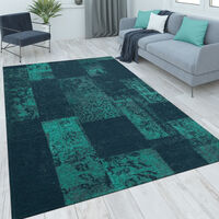 Paco Home Teppich Wohnzimmer Kurzflor Vintage Orientalisches Muster Ornamente Moderne Deko 80x150 cm, Türkis