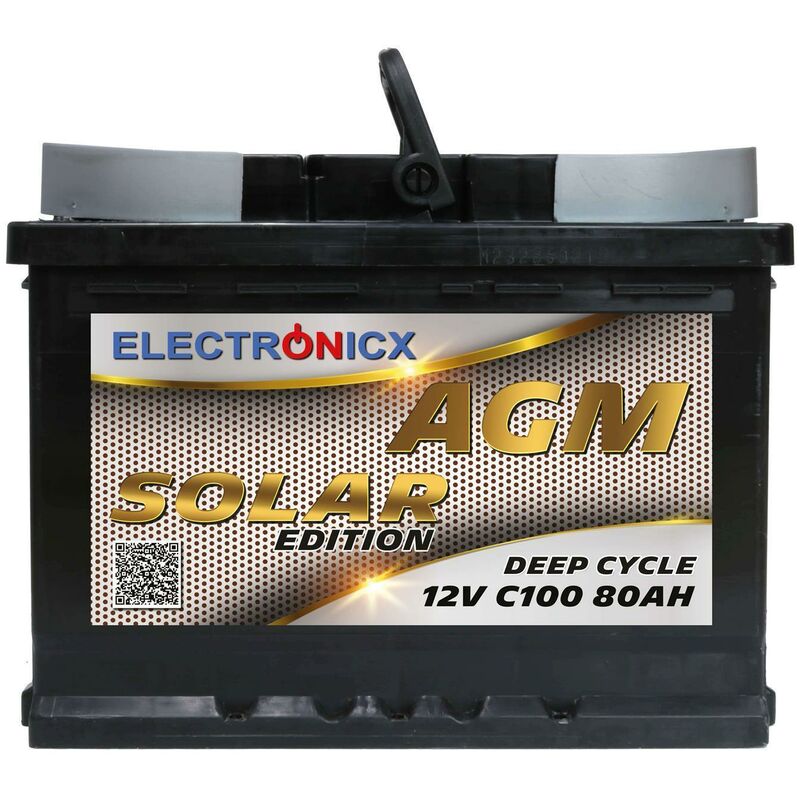 Solarbatterie 12V 80AH Electronicx Solar Edition AGM Batterie Solar Akku  Versorgungsbatterie stromspeicher photovoltaik Camping Solaranlage  Gartenhaus…