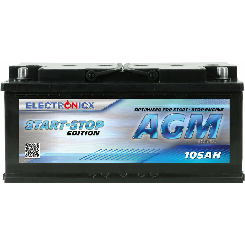 Electronicx AGM Autobatterie Starterbatterie Batterie Start-Stop 105 AH 12V  950A