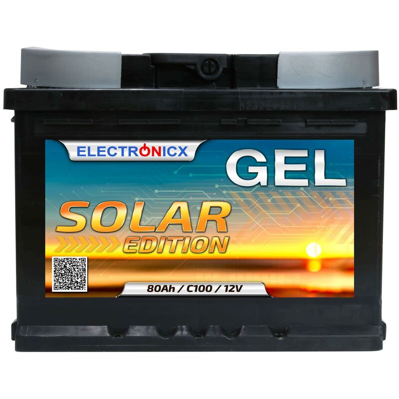 Solarbatterie 12V 80AH Electronicx Solar Edition GEL Batterie Solar Akku  Versorgungsbatterie stromspeicher photovoltaik Camping Solaranlage  Gartenhaus…