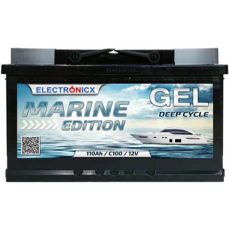 GEL Batterie 110AH Electronicx Marine Edition Boot Schiff  Versorgungsbatterie 12V Akku Deep Bootsbatterie Autobatterie Solarbatterie  Solar