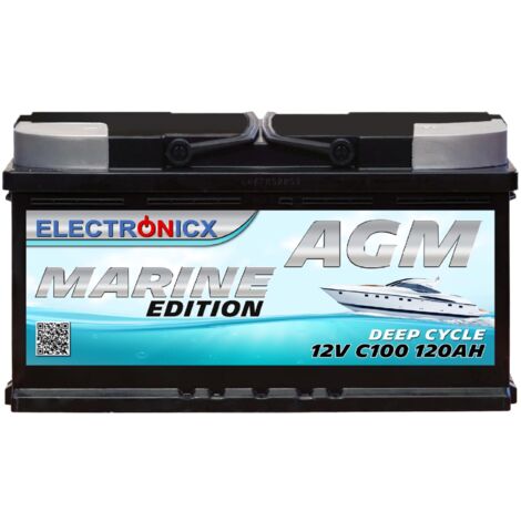 Electronicx Marine Edition Batterie AGM 120 AH 12V Boot Schiff Versorgungsbatterie