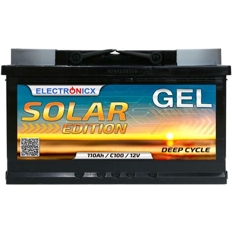 Solarbatterie 12V 110AH Electronicx Solar Edition GEL Batterie Solar Akku  Versorgungsbatterie stromspeicher photovoltaik Camping Solaranlage Gartenh