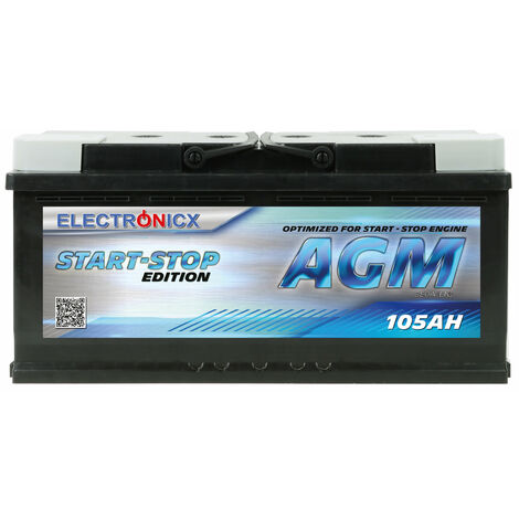 Electronicx AGM Autobatterie Starterbatterie Batterie Start-Stop