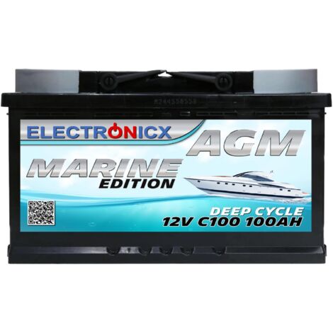 Electronicx Marine Edition Batterie AGM 100 AH 12V Boot Schiff Versorgungsbatterie
