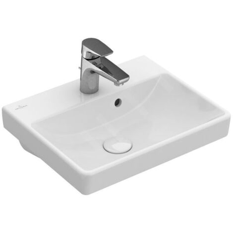 Vasque de lavage pour mains VB Avento 450x370mm rectangulaire 1HL. avec ÜL. Blanc Alpin cplus