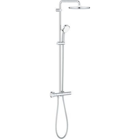 Grohe – Colonne de douche thermostatique Tempesta 250 – Douchette Tempesta 110 avec 2 jets – Bras pivotant 390 mm – Flexible 1750 mm