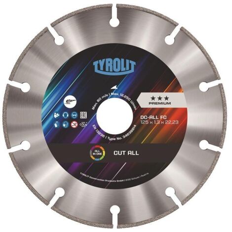 Disque de coupe diamant DC ALL FASTCUT D.125mm, trou de perçage 22,23mm, hauteur de segment 10mm, épaisseur de segment 1,8mm (1/2)