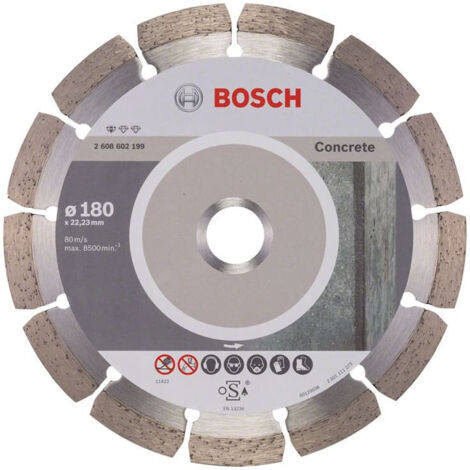Bosch – Disque diamant pour meuleuse 180 mm – Alésage 22,23 mm – Largeur de coupe 2 mm – Coupe précise béton – 2608602199