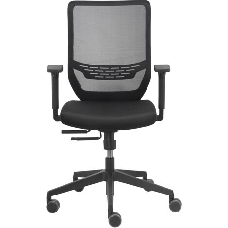 Chaise de bureau pivotante en mesh avec accoudoirs, réglable, noire 410-520mm avec synchronisation, capacité 110kg (1/5)
