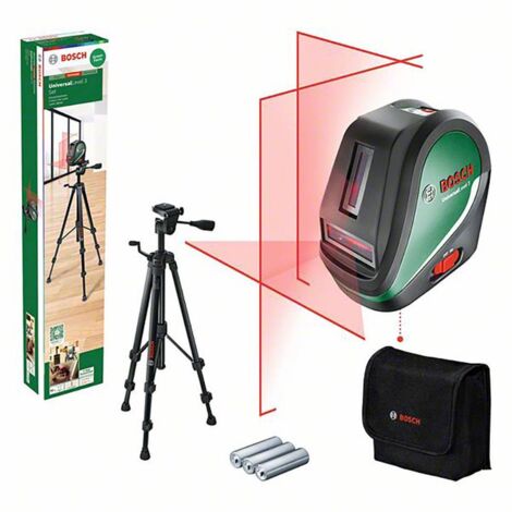 Niveau laser croix Bosch UniversalLevel 3 – Portée 10 m – Précision ± 0,5 mm/m – Angle d'ouverture 120° – Alimentation 3 piles AA - V871433