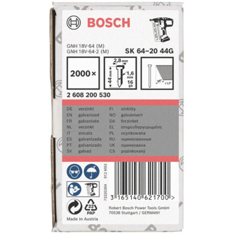 Goupille à tête fraisée SK64 20G Bosch, 44 mm galvanisée - 2608200530