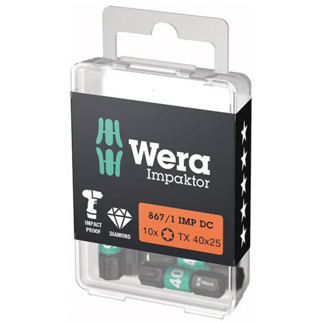 Embout 867/1 IMP DC T40 L.25mm 1/4 pouce C6,3 Impaktor, boîte DC avec 10 embouts (1/5)
