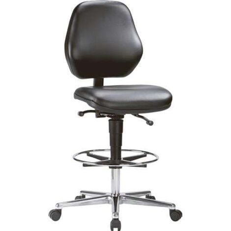 Chaise de bureau pivotante Basic avec dossier à contact, rembourrage en cuir synthétique noir (1/5)