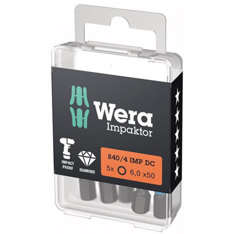 Embout 840/4 IMP DC 6mm L.50mm 1/4 pouce E6,3 Impaktor, Boîte DC avec 5 embouts (1/5)