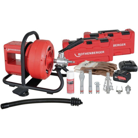 Nettoyeur de canalisations à batterie RODRUM VarioClean CAS pour tuyaux de 40-100 mm 18 V 8 Ah 26,1 kg